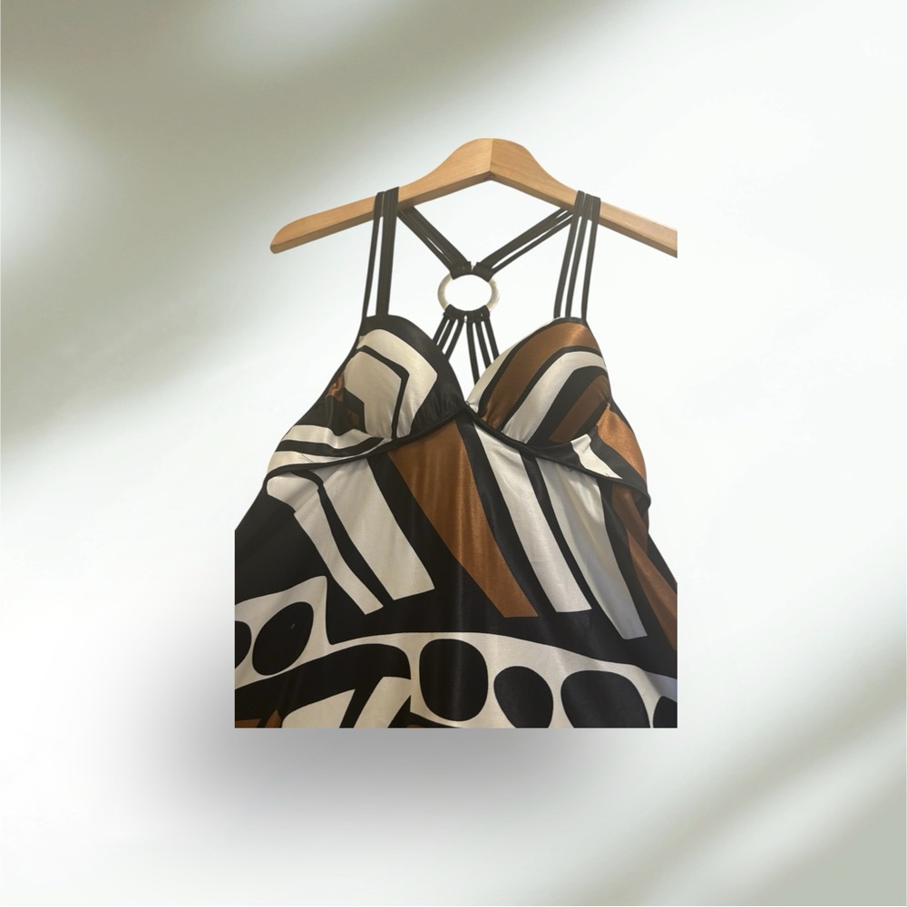 Ssang Bang Wool Mini Geometric Strappy Dress with Bold Patterns Women's Size M - Picture 8 of 16